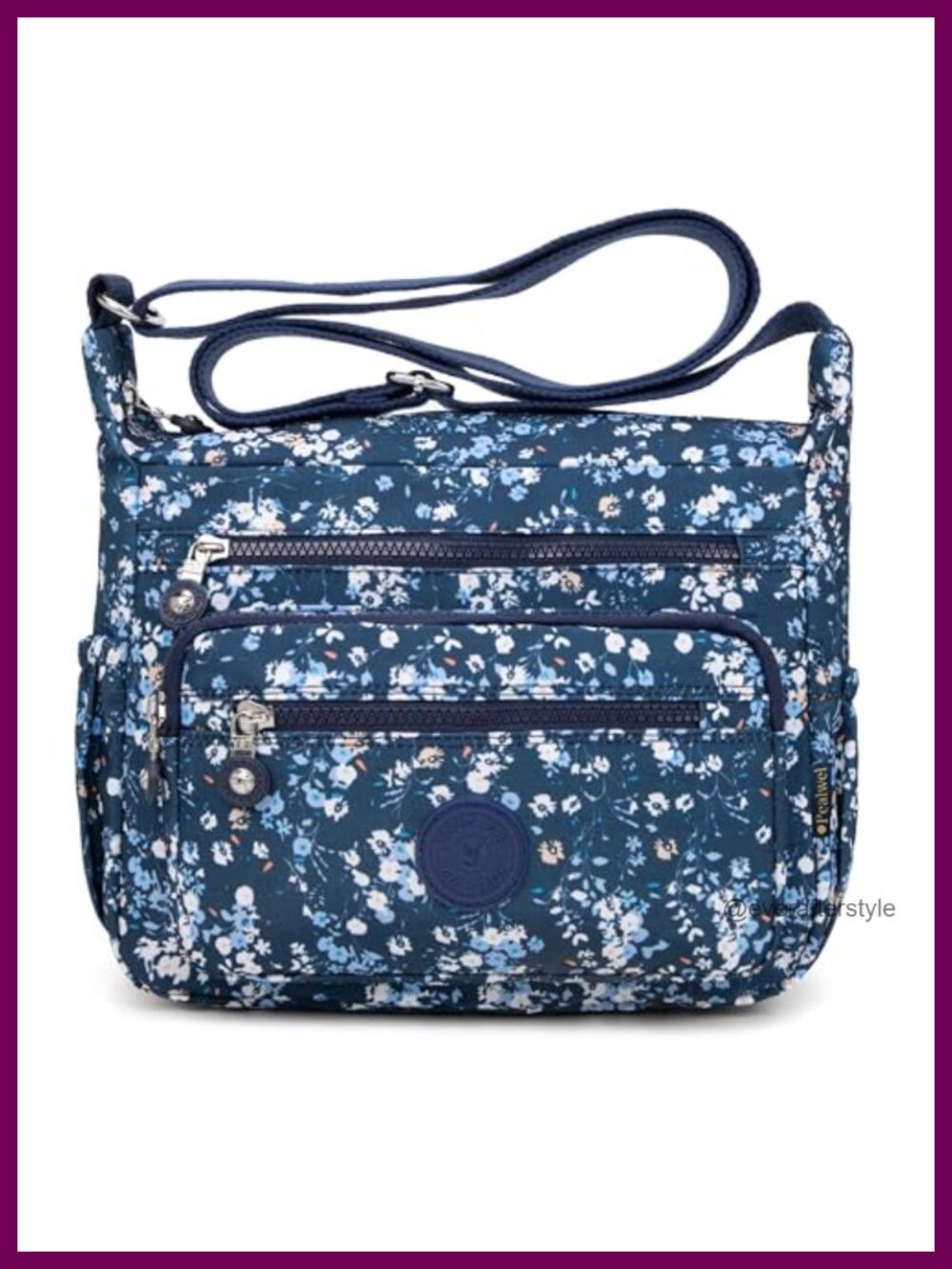 Pealwel Women Nylon Crossbody Satchel Handbag Multiple Pockets Tote